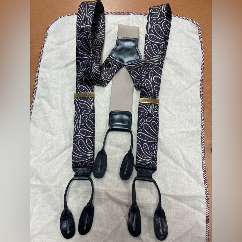 Jos A Bank Silk Paisley Patterned Suspenders